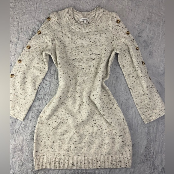 Madewell Donegal Button Sleeve Wool Blend Sweater Dress Beige Brown Size XS - Picture 12 of 14